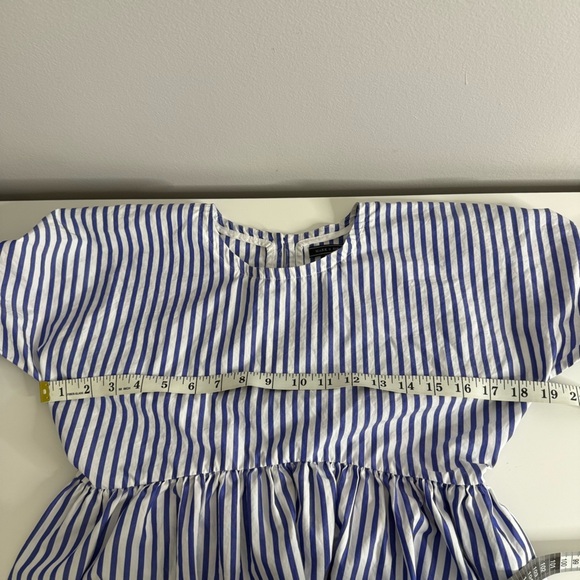 Mark D Sikes 100% Cotton blue and white striped bell sleeve top size 0 - Picture 8 of 8